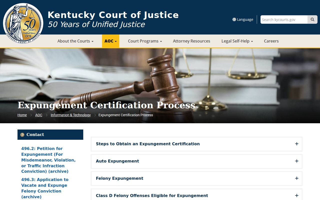 Russell County criminal history Kentucky expungement process