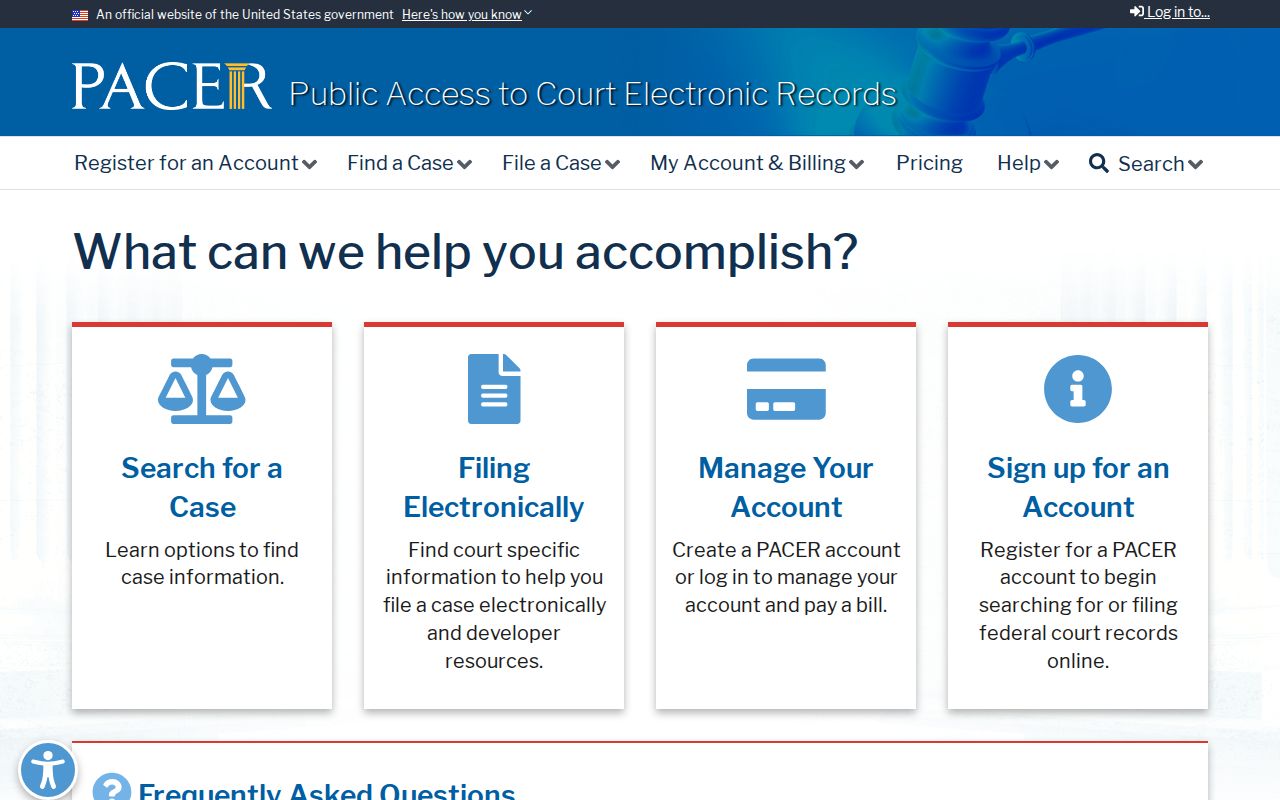 Russell County criminal history PACER federal court access
