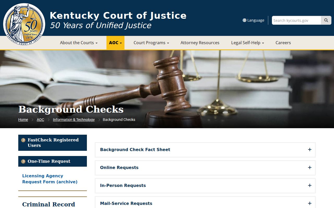 Russell County criminal records AOC FastCheck options