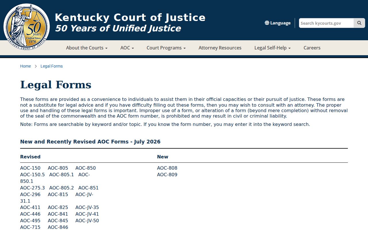Russell County criminal court case forms from Kentucky courts