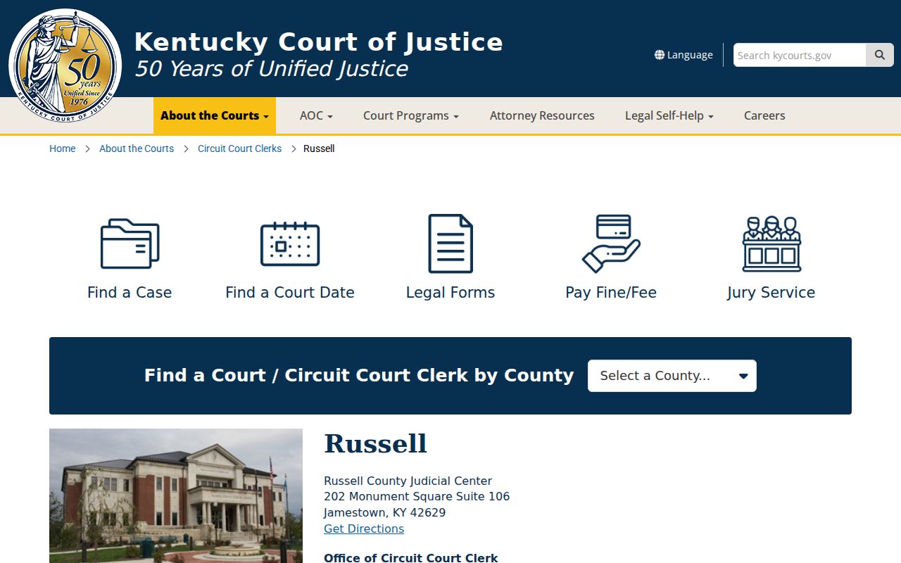 Russell County criminal court case information for the Judicial Center