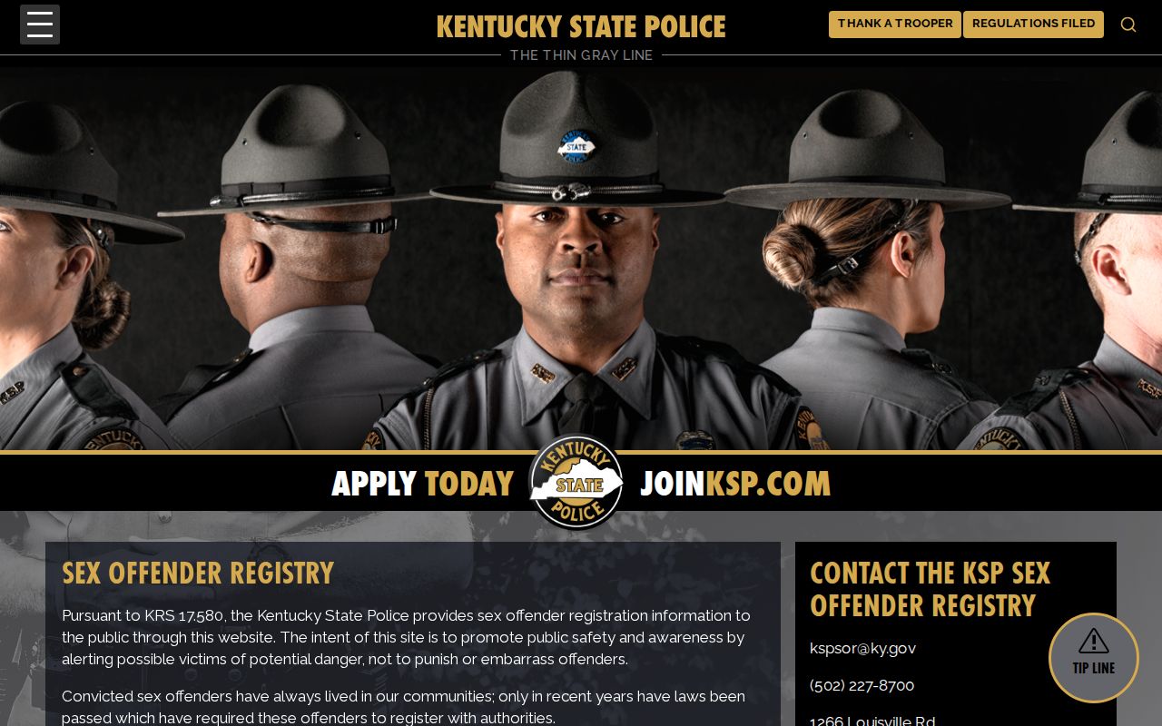 Russell County sex offender registry guidance from Kentucky State Police